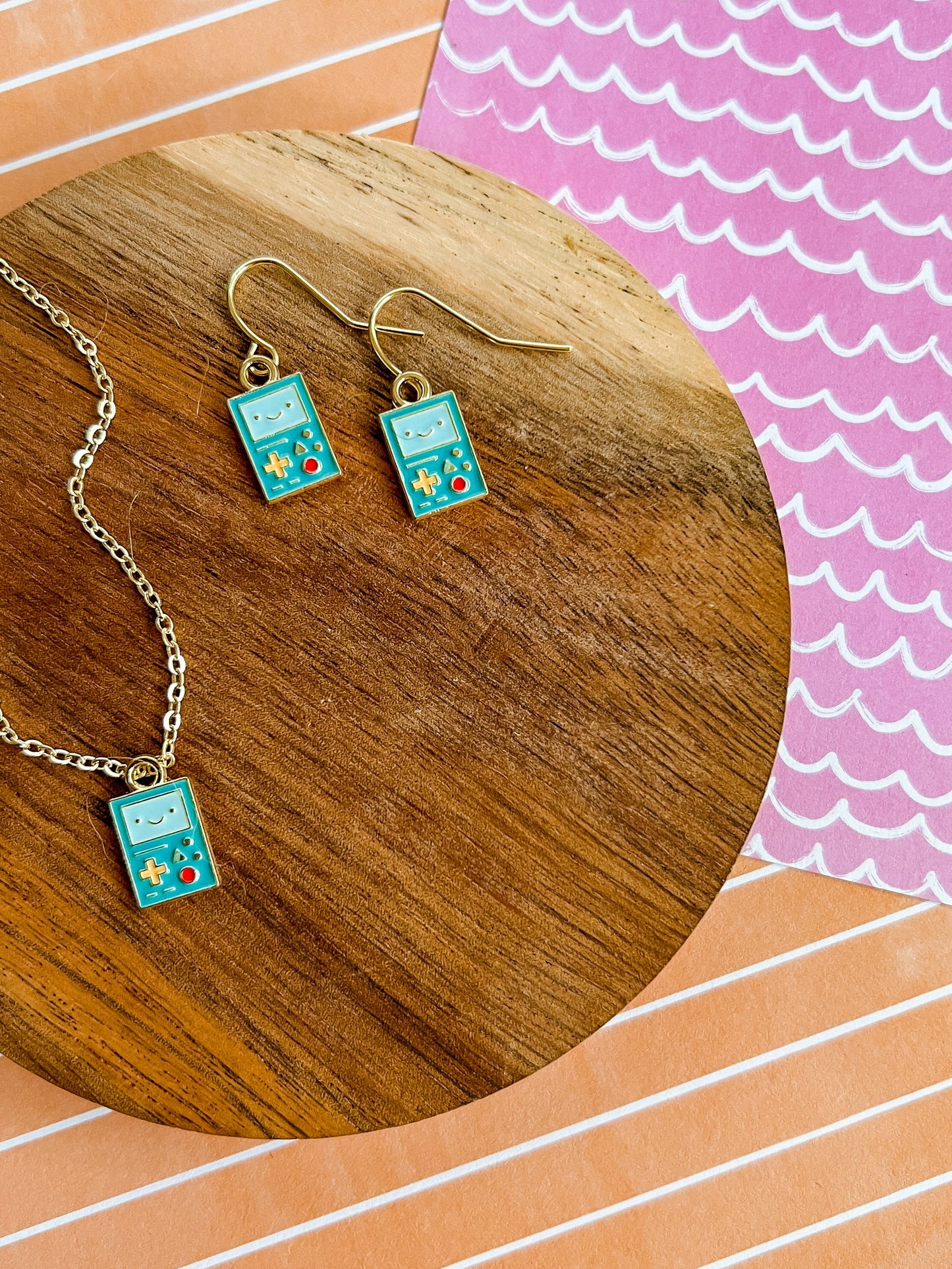 Gameboy Necklace and Earrings