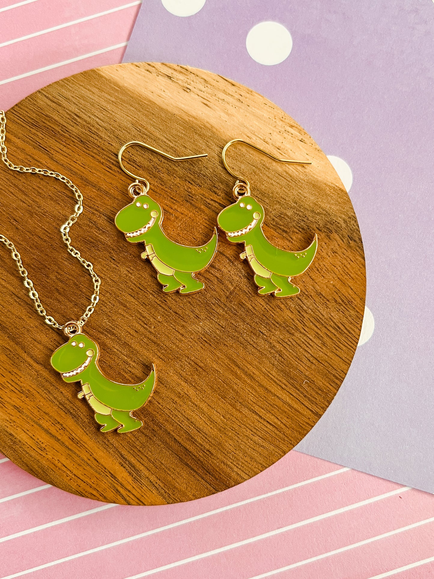 Tabitha T-Rex Necklace and Earrings
