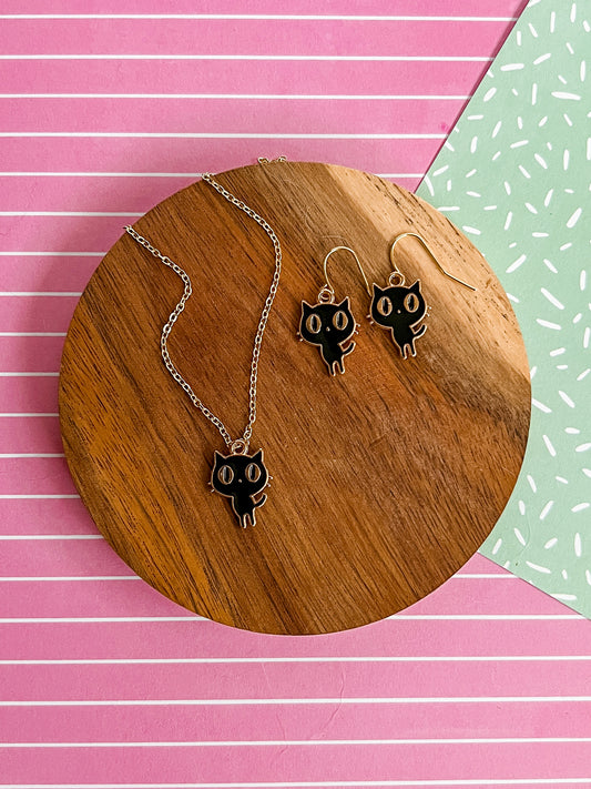 Pepper the Cat Necklace and Earrings